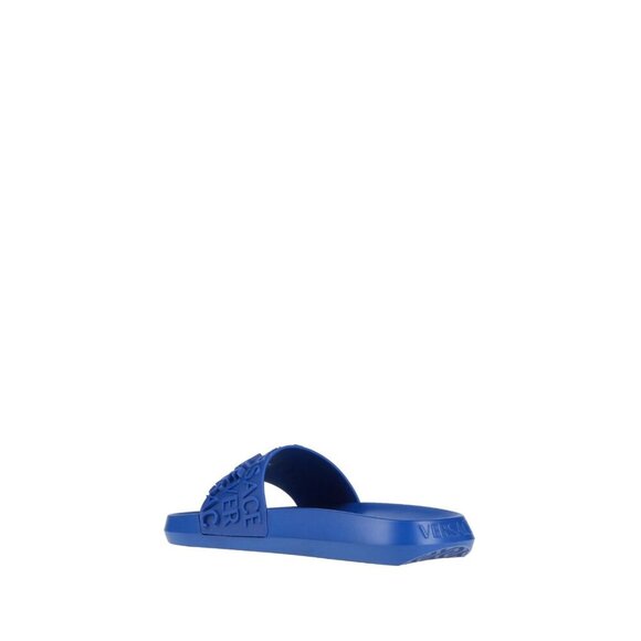 Versace Men's Blue Rubber Logo Pool Slides Sandals Designer Size 43 / 10 NIB - Picture 3 of 5